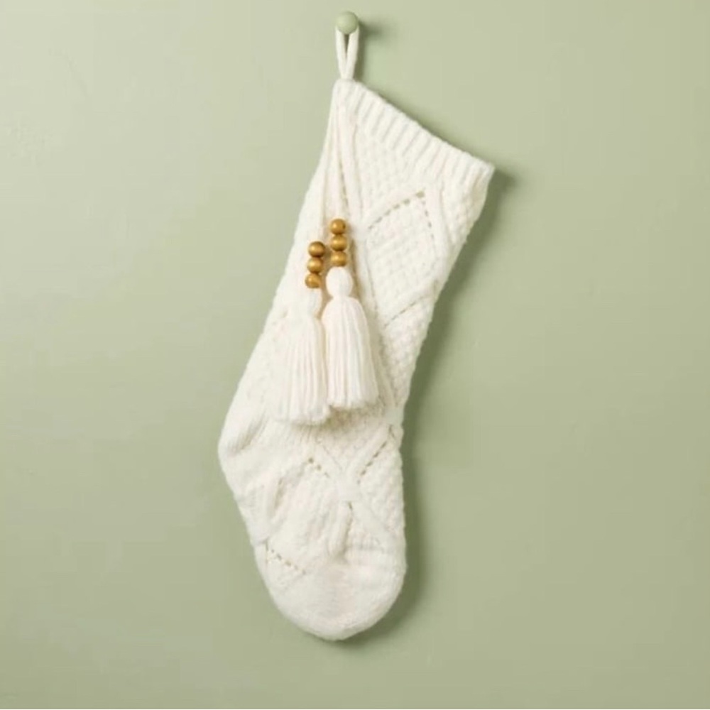 Sweater Knit Christmas Stocking with Beaded Tassel - Hearth & Hand with Magnolia